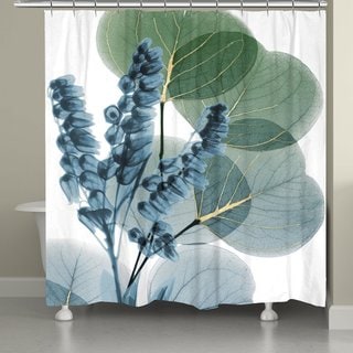 Laural Home Blue Lily of Eucalyptus 71" x 72" Shower Curtain