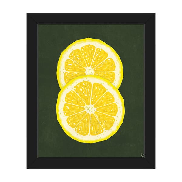 Simple Sliced Lemon Green Framed Canvas Wall Art - Overstock - 14063637