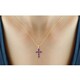 preview thumbnail 7 of 6, Jewelonfire Sterling Silver Amethyst Gemstone Cross Pendant
