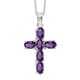 preview thumbnail 1 of 6, Jewelonfire Sterling Silver Amethyst Gemstone Cross Pendant Sterling Silver - White - White - Amethyst - 18 Inch