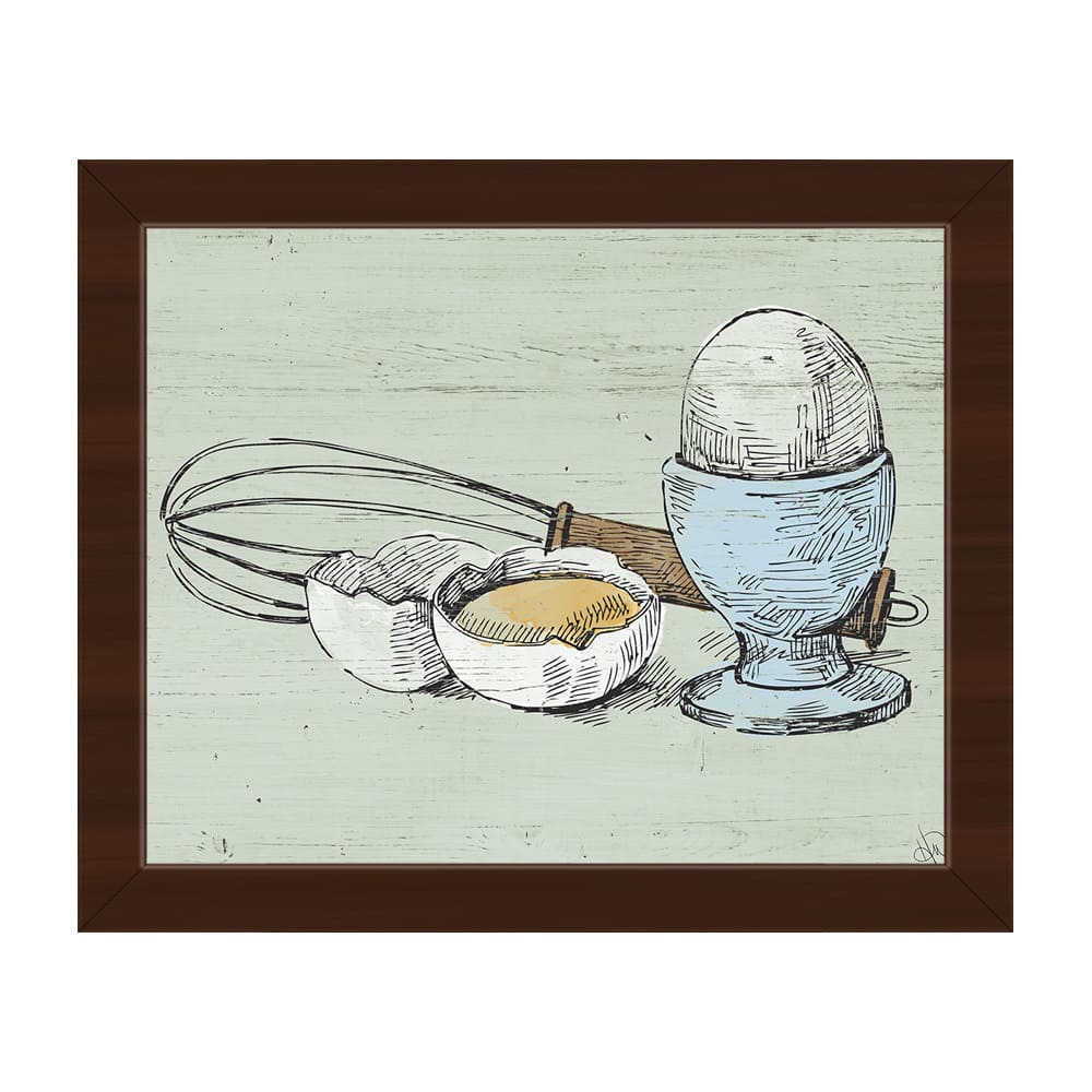 Whisk & Eggs on Green Framed Canvas Wall Art Print
