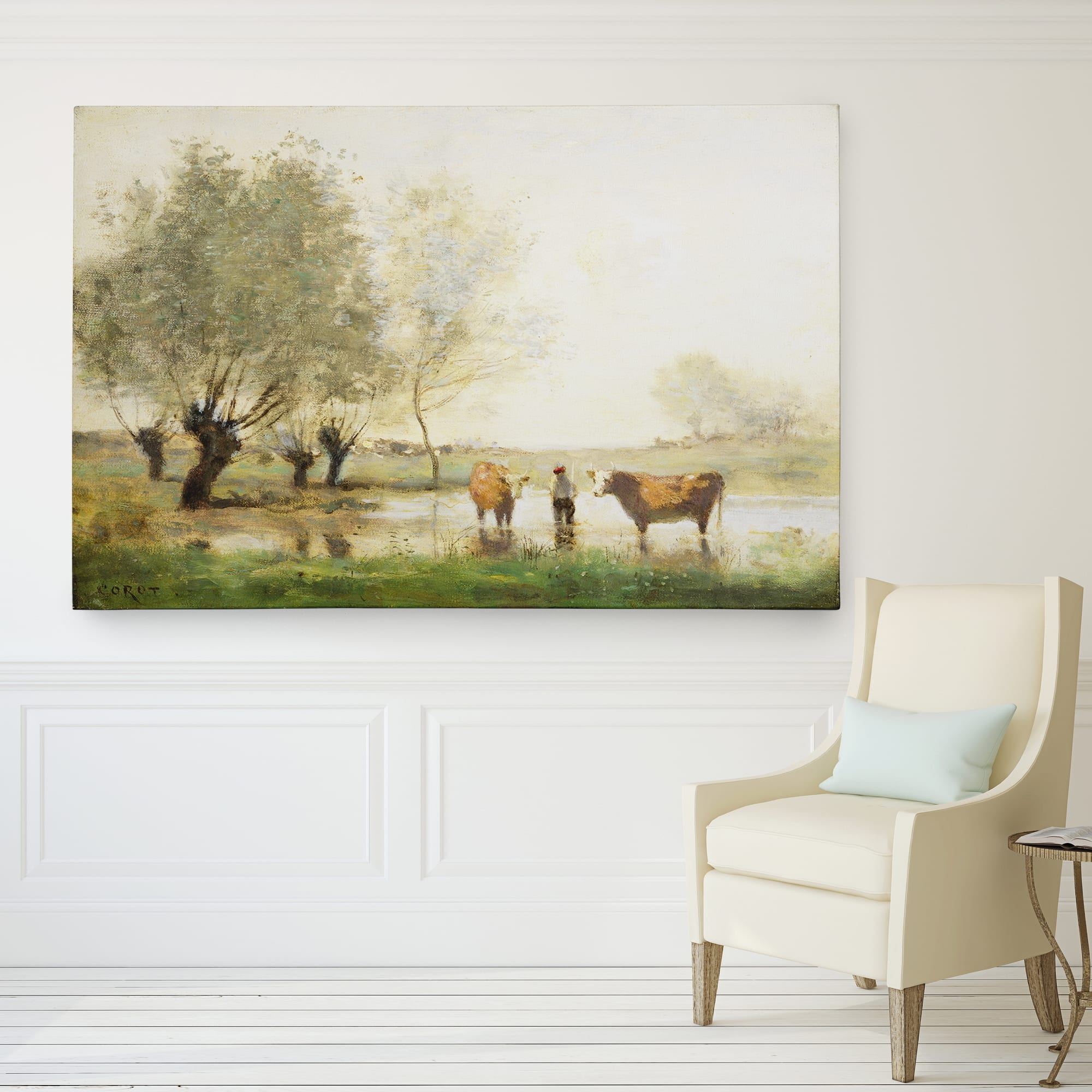 Wexford Home Jean-Baptiste Camille Corot 'Cows in Landscape' Giclee ...