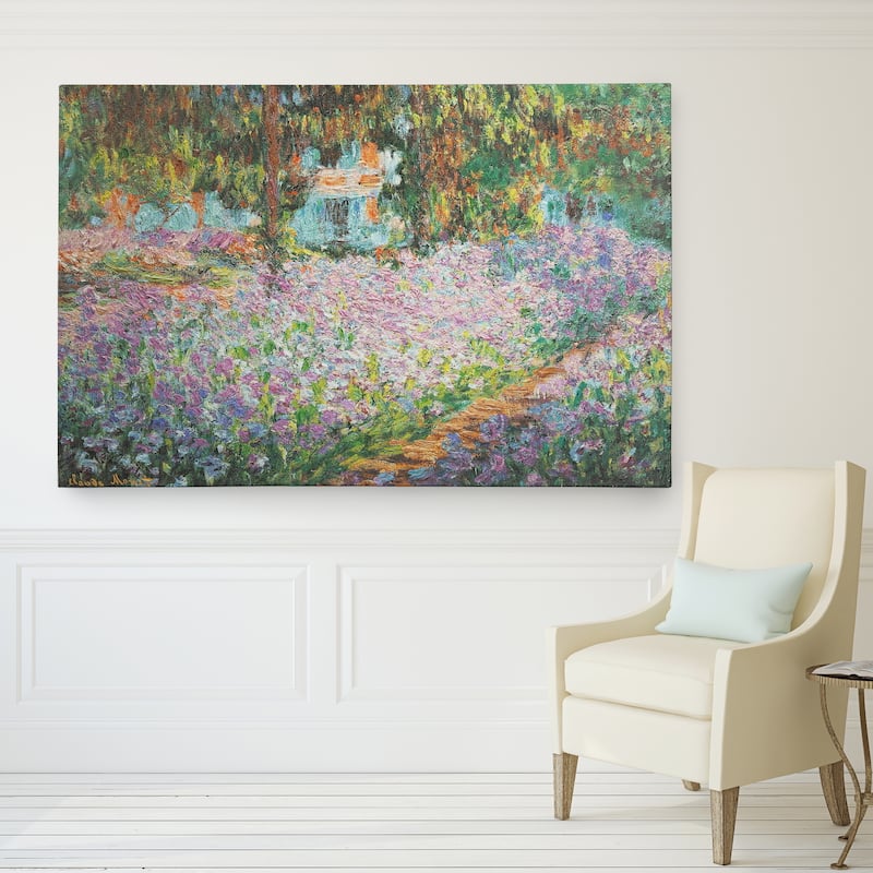 Claude Monet 'Irises in Garden' Wrapped Canvas Art - 18x27