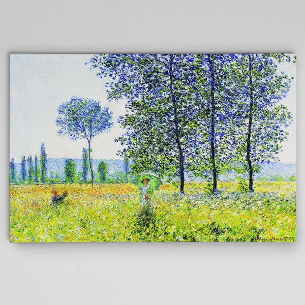 Monet 'Fields outlets in Spring' Canvas Wall Art (18 in x 24 in, Ready to Hang)