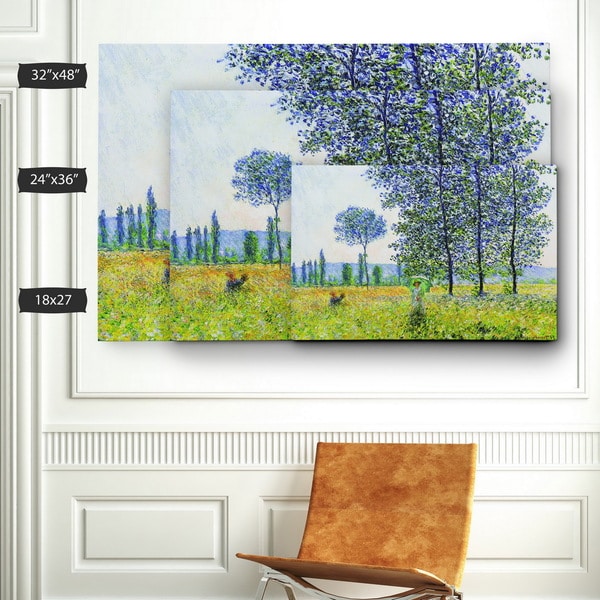 Monet 'Fields outlets in Spring' Canvas Wall Art (18 in x 24 in, Ready to Hang)