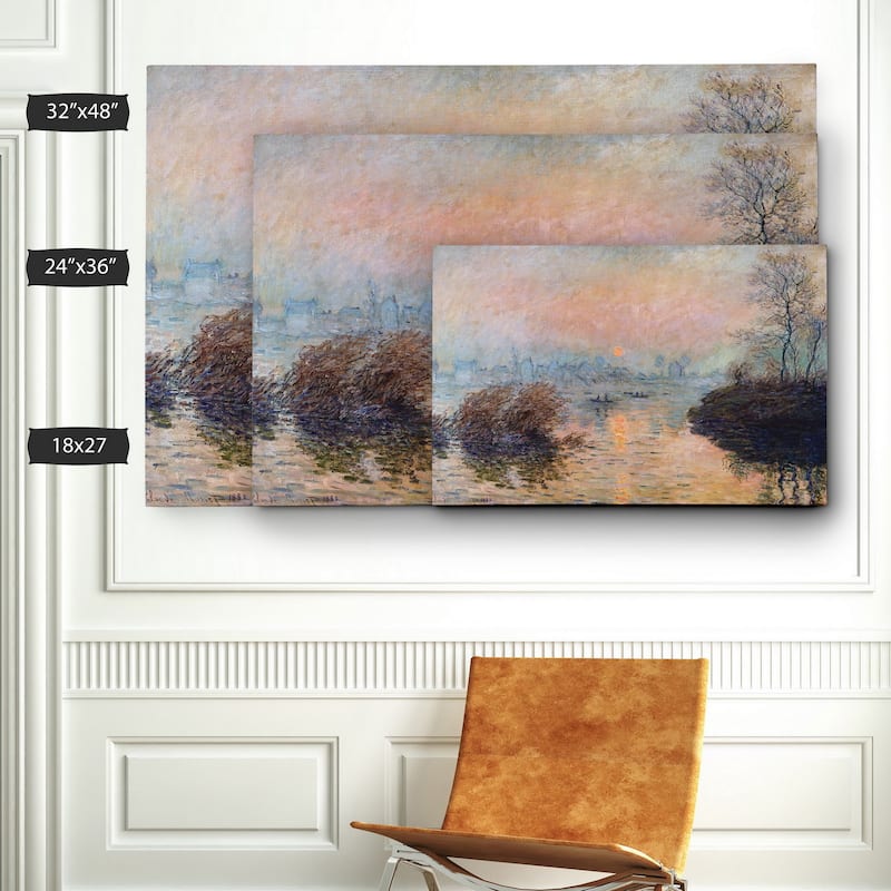 Claude Monet 'sunset On The Seine' Wrapped Canvas Art - On Sale - Bed 