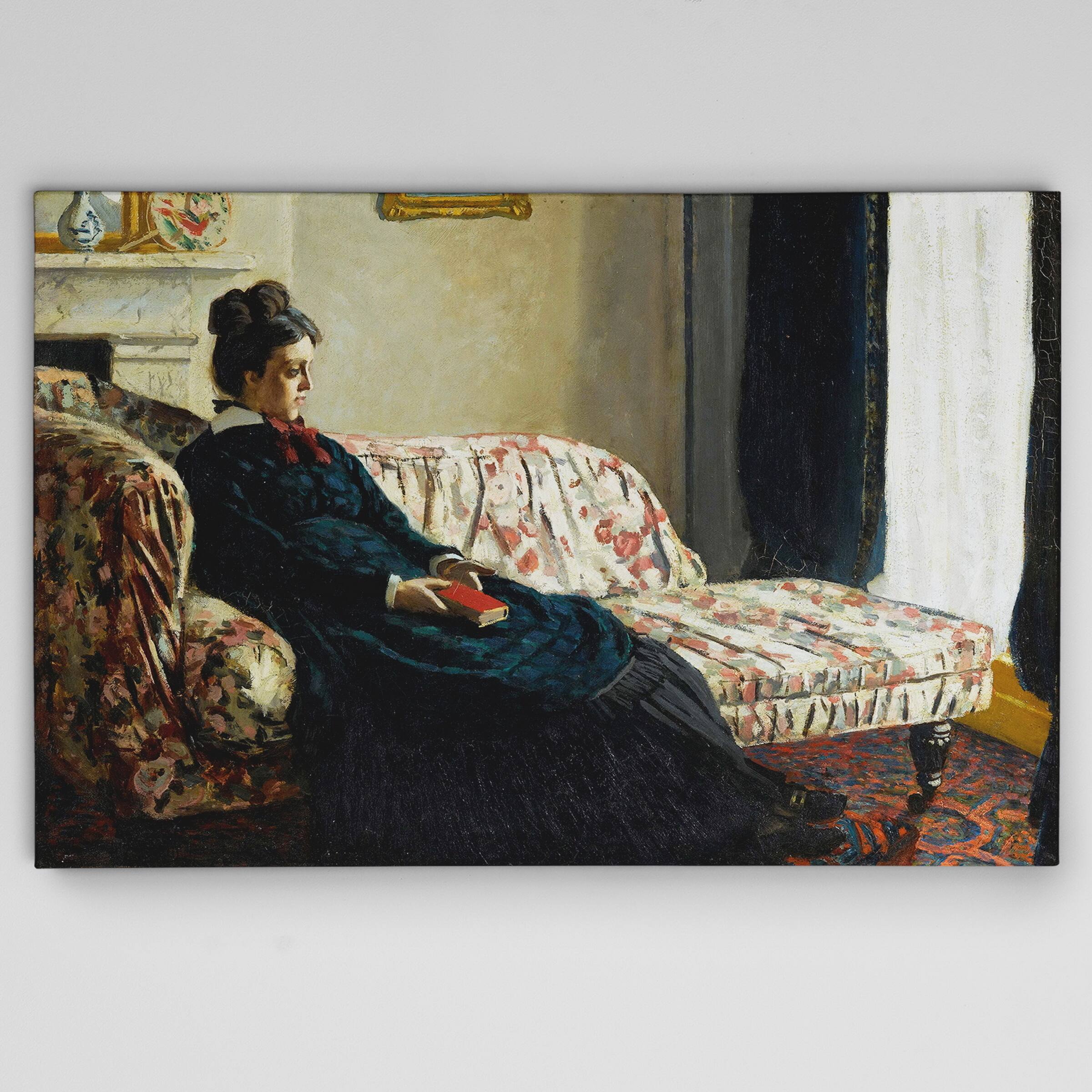 Claude Monet 'meditation, Or Madame Monet On The Sofa' Wrapped Canvas 