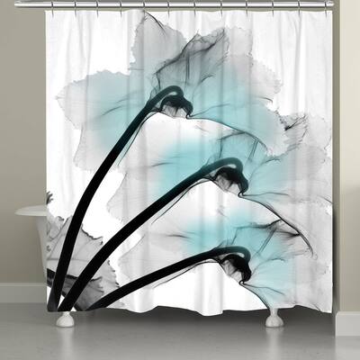 Laural Home Teal Floral X-Ray Shower Curtain