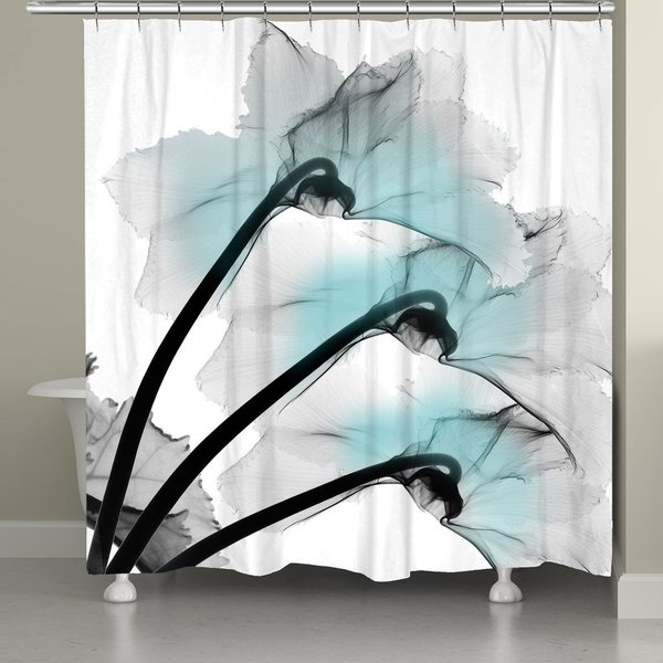 Laural Home Teal Floral X-Ray Shower Curtain