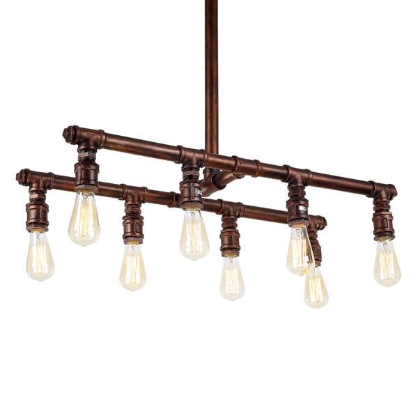 Journee Home 'Thompson' 35 in Hard Wired Industrial Island Pendant Light With 8 Included Edison Bulb
