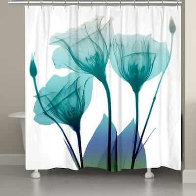 Laural Home Ombre Blue Floral Shower Curtain