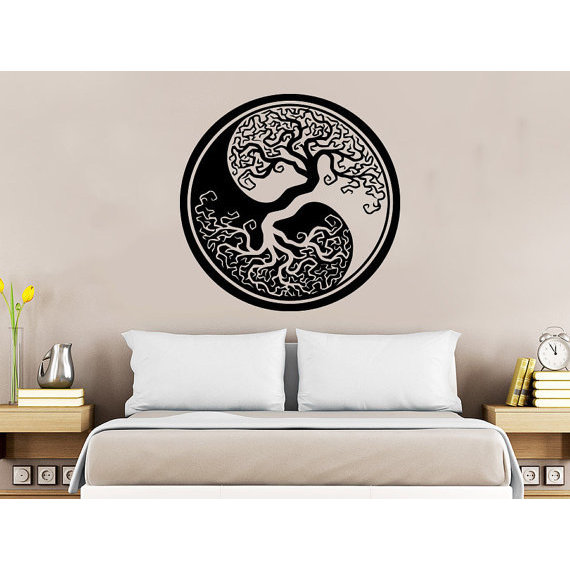 shop tree roots nature symbol yoga yin yang vinyl sticker decal size
