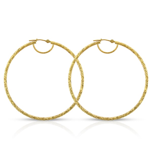 14k Yellow Gold Women S Fancy Diamond Cut Hammered Round 14k Yellow Gold Women X27 S Fancy Diamond Cut Hammered Round Hoop