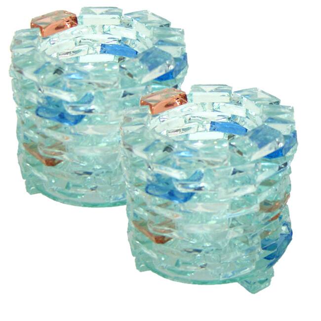 Handmade Set of 2 Recycled Glass Votives (Indonesia)