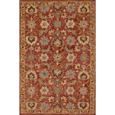 Alexander Home Madaline Hand-Hooked 100% Wool Terracotta Rug