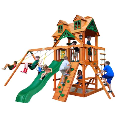 Swing Sets Online At Our Best Outdoor Play Deals Gorilla Playsets Cau Wooden Swing Set With Malibu Roof Brown