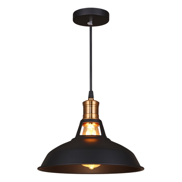 Journee Home 'Stephen' 7 in Industrial Hard Wired Iron Pendant Light With Included Edison Bulb