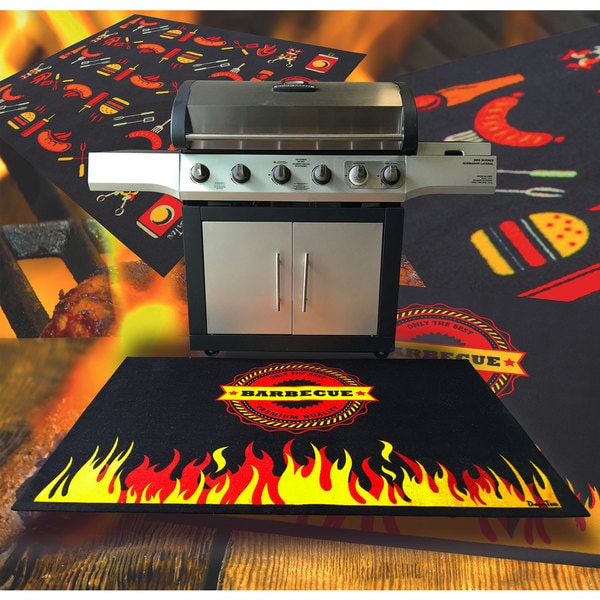 Doortex | BBQ Mat | Under Grill Mat | Fire Retardant and Flame Resistant Mat with Flame Design | Size 39" x 60"