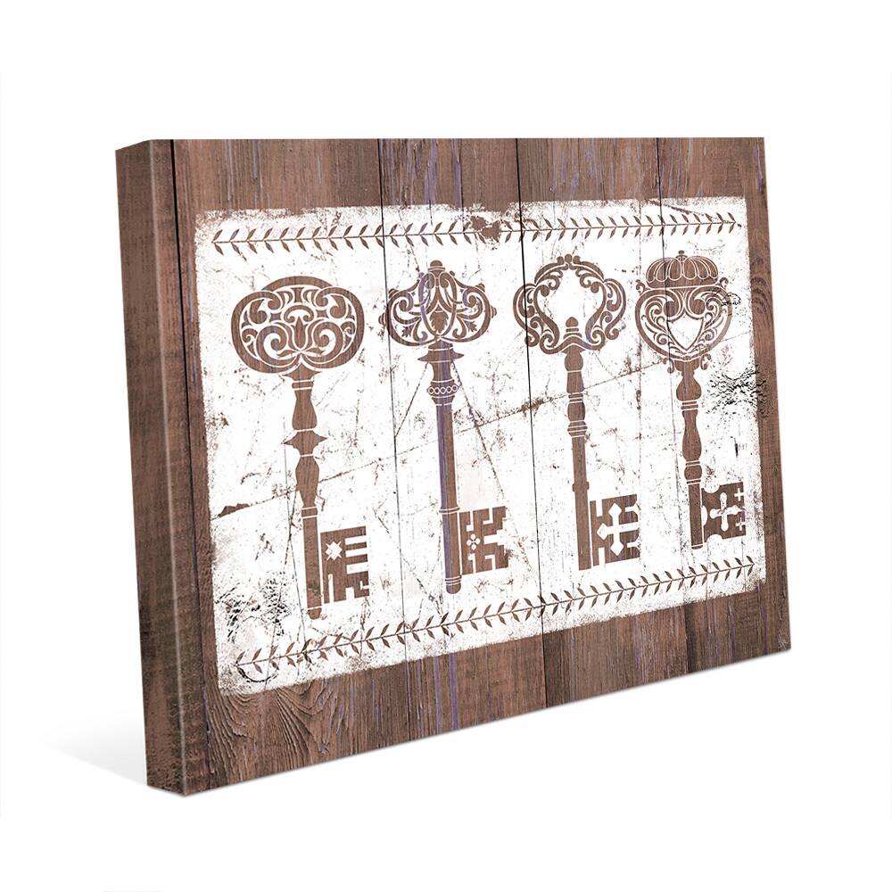 Shabby Keys Brown Wall Art Print on Canvas