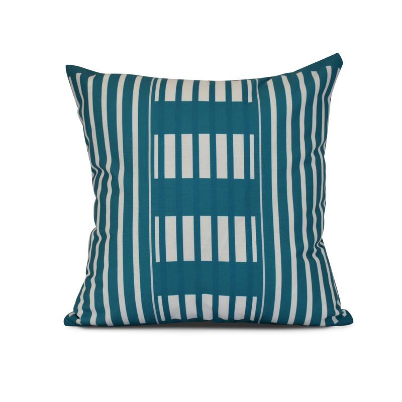 Beach Blanket Stripe Print Outdoor Pillow - 16" x 16" - Lake Blue