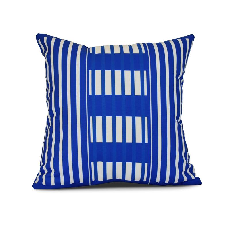 Beach Blanket Stripe Print Outdoor Pillow - 16" x 16" - Royal