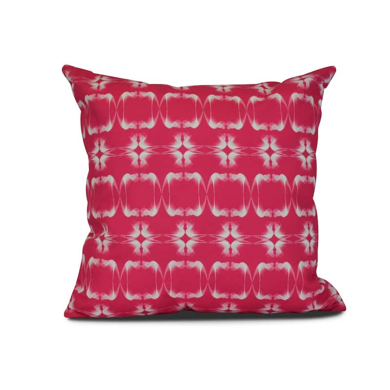 Summer Picnic Geometric Print Outdoor Pillow - 16" x 16" - Pink