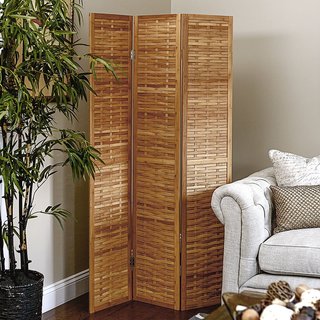 Basket Weave 3-panel Folding Bamboo Screen