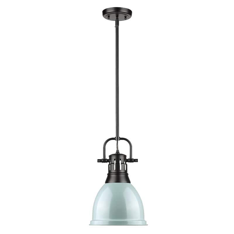 Duncan Small Pendant with Rod in Aged Brass with an Aged Brass Shade