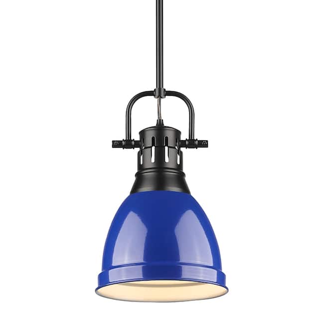 Duncan Small Pendant with Rod in Aged Brass with an Aged Brass Shade