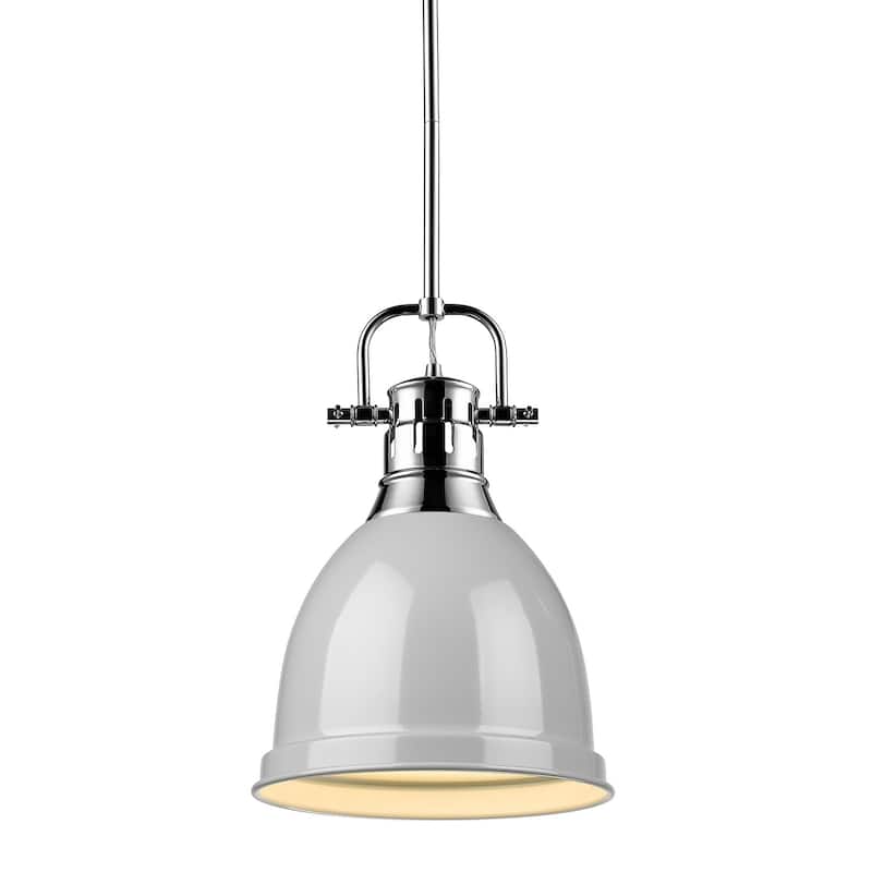 Duncan Small Pendant with Rod in Aged Brass with an Aged Brass Shade