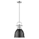 Duncan Small Pendant with Rod in Aged Brass with an Aged Brass Shade