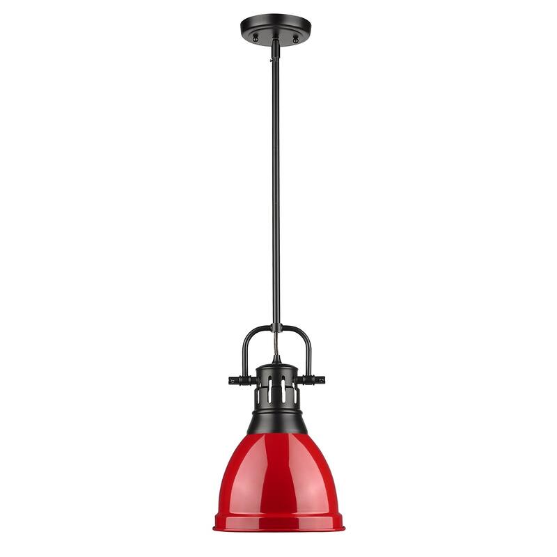 Duncan Small Pendant with Rod in Aged Brass with an Aged Brass Shade