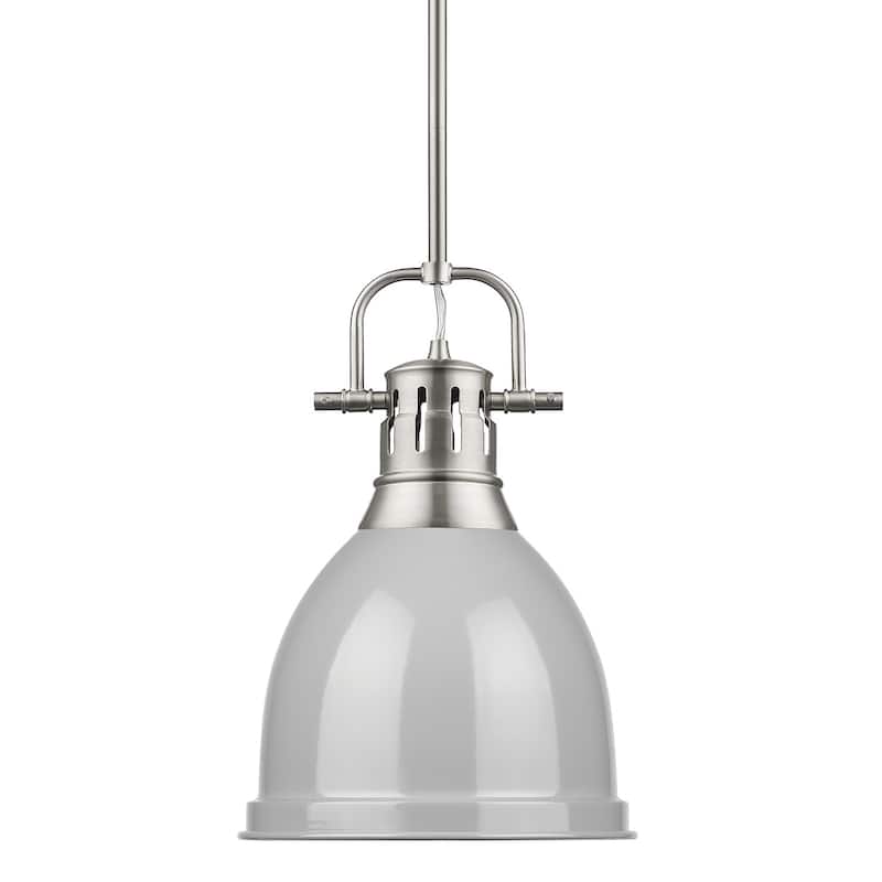Duncan Small Pendant with Rod in Aged Brass with an Aged Brass Shade