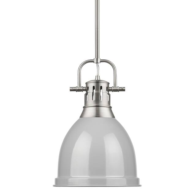 Duncan Small Pendant with Rod in Aged Brass with an Aged Brass Shade