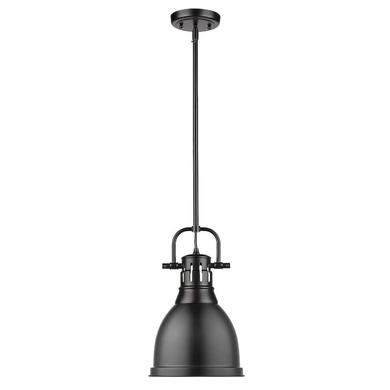 Duncan Small Pendant with Rod in Aged Brass with an Aged Brass Shade