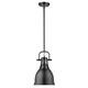 Duncan Small Pendant with Rod in Aged Brass with an Aged Brass Shade