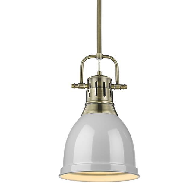 Duncan Small Pendant with Rod in Aged Brass with an Aged Brass Shade