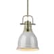 Duncan Small Pendant with Rod in Aged Brass with an Aged Brass Shade