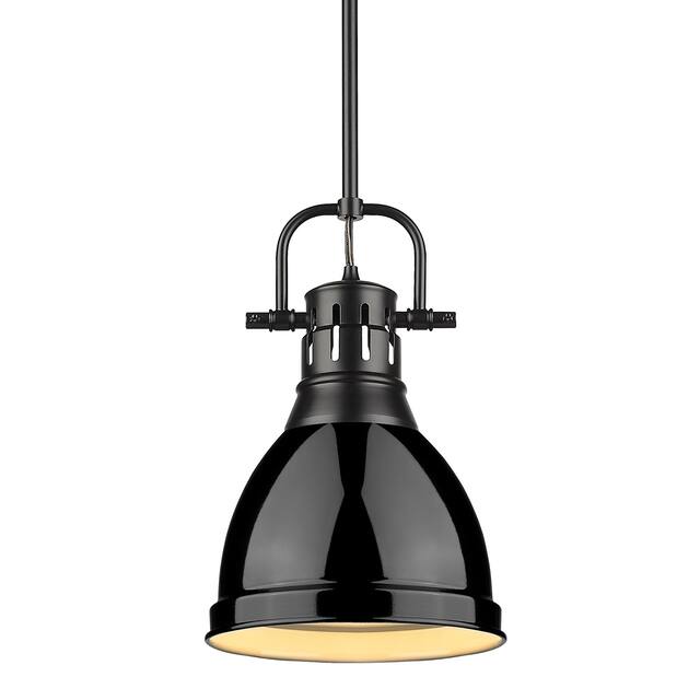 Duncan Small Pendant with Rod in Aged Brass with an Aged Brass Shade
