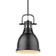 Duncan Small Pendant with Rod in Aged Brass with an Aged Brass Shade - black with matte black shade