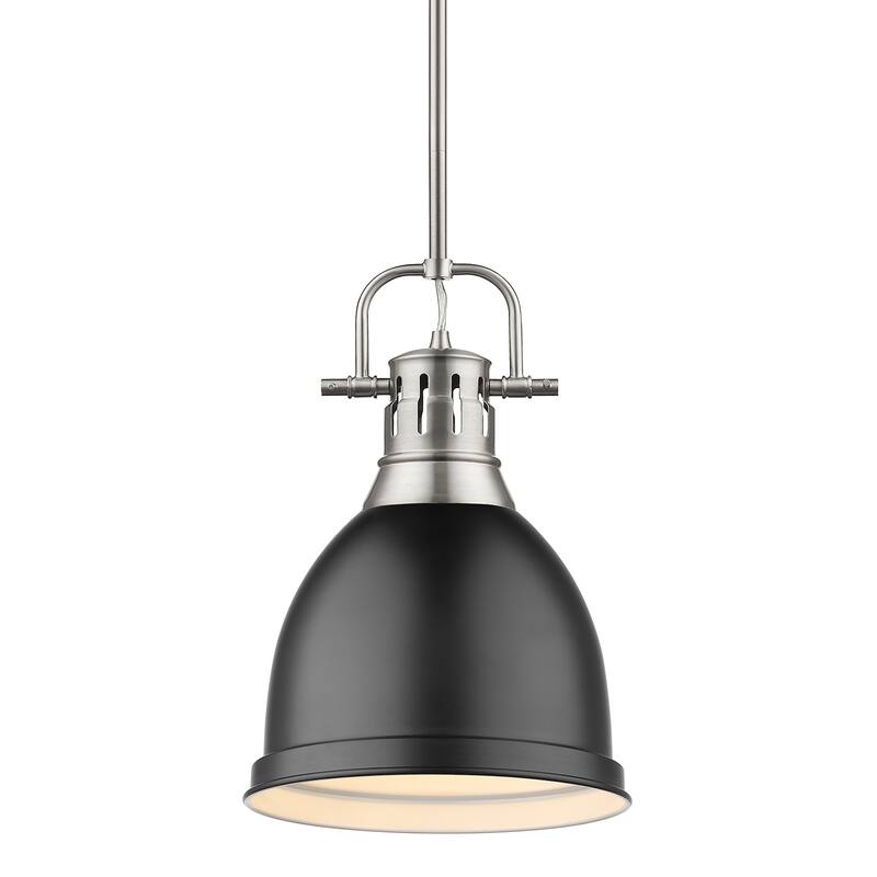 Duncan Small Pendant with Rod in Aged Brass with an Aged Brass Shade