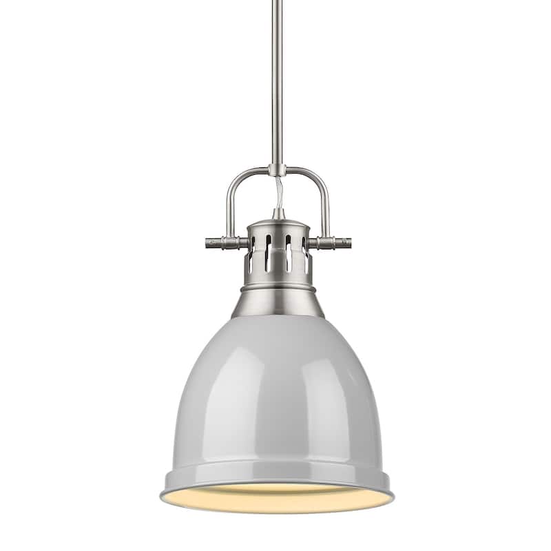 Duncan Small Pendant with Rod in Aged Brass with an Aged Brass Shade