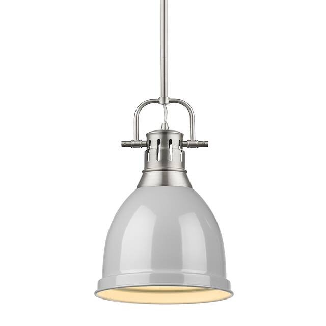 Duncan Small Pendant with Rod in Aged Brass with an Aged Brass Shade