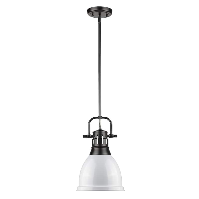 Duncan Small Pendant with Rod in Aged Brass with an Aged Brass Shade