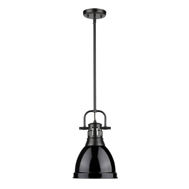 Duncan Small Pendant with Rod in Aged Brass with an Aged Brass Shade