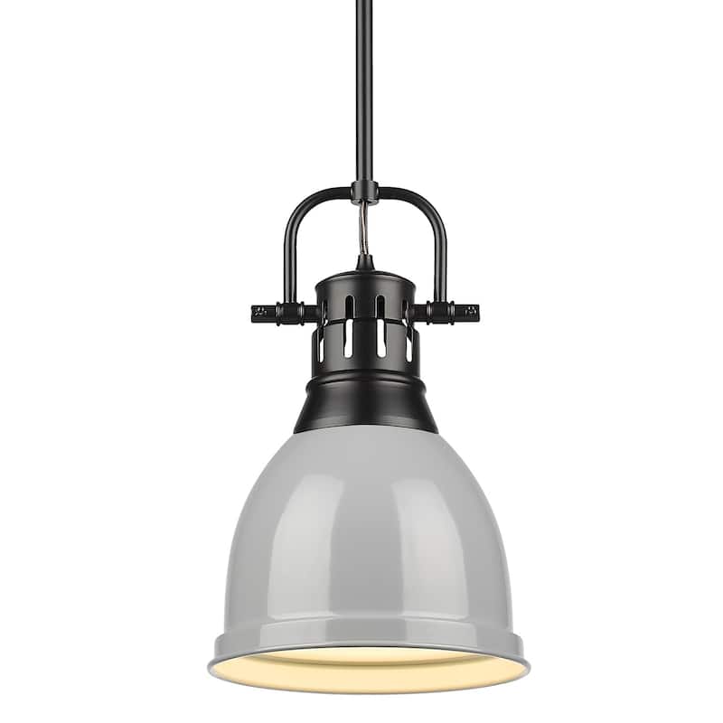 Duncan Small Pendant with Rod in Aged Brass with an Aged Brass Shade