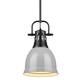 Duncan Small Pendant with Rod in Aged Brass with an Aged Brass Shade