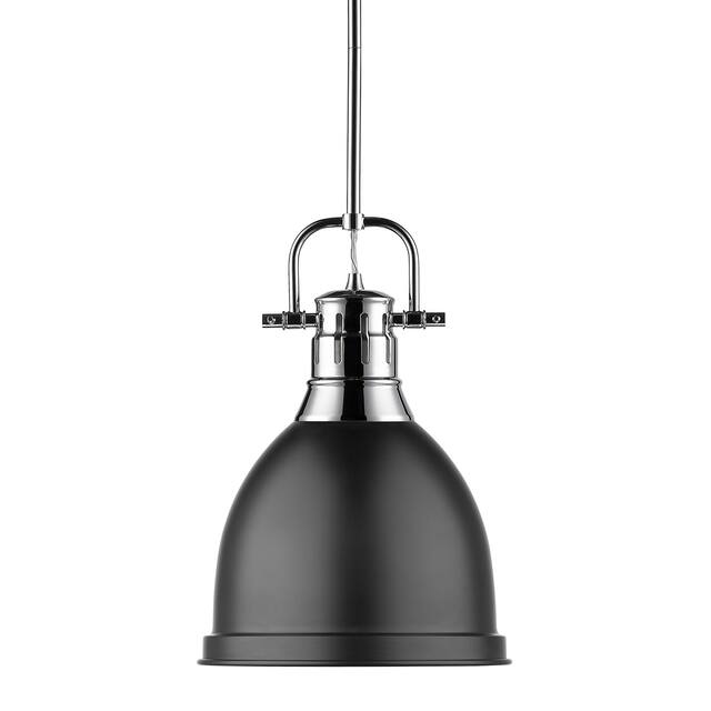 Duncan Small Pendant with Rod in Aged Brass with an Aged Brass Shade
