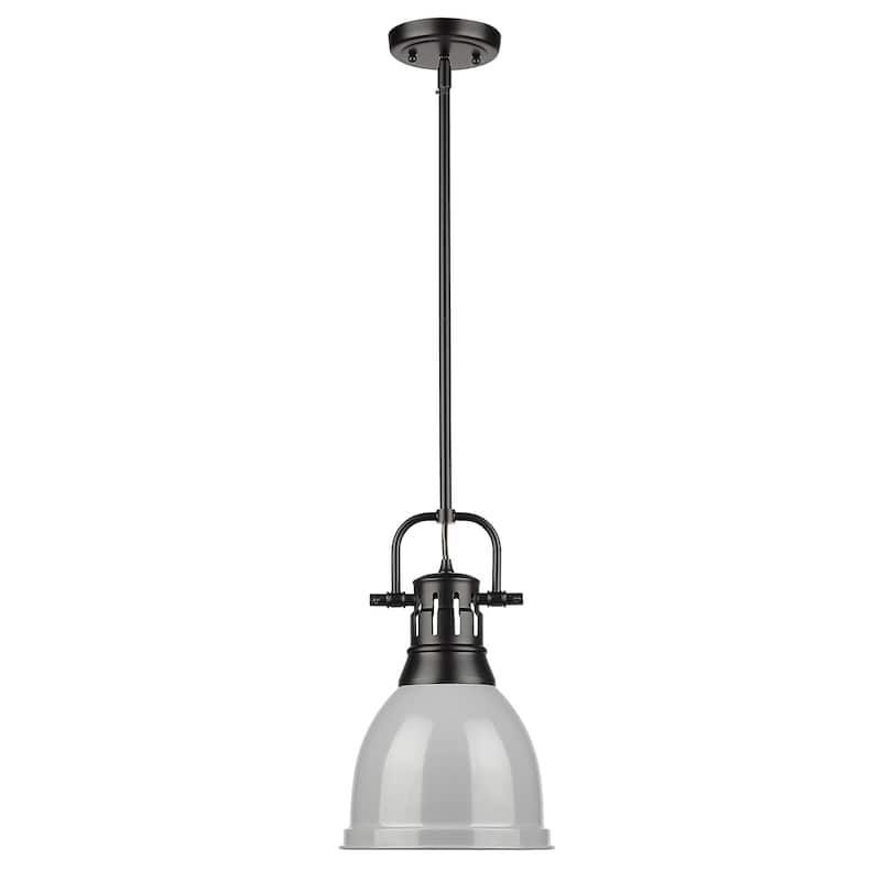 Duncan Small Pendant with Rod in Aged Brass with an Aged Brass Shade