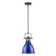 Duncan Small Pendant with Rod in Aged Brass with an Aged Brass Shade